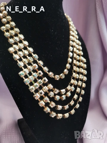 Четириредно колие в златисто, снимка 2 - Колиета, медальони, синджири - 54087871