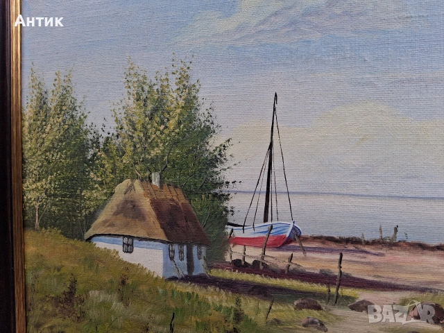 Красива Стара Картина Живопис Маслени Бои на Платно Канава, снимка 7 - Антикварни и старинни предмети - 53772607