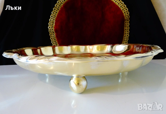 WMF бронзов поднос на крачета,38 см.,1 кг.,барок , снимка 10 - Антикварни и старинни предмети - 51659822