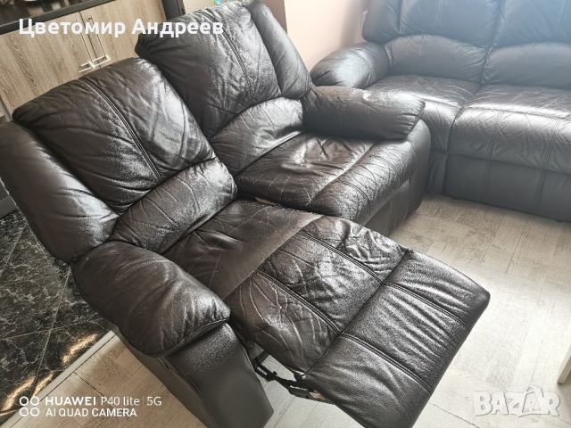 Кожен диван + фотьойл , снимка 4 - Дивани и мека мебел - 45510689
