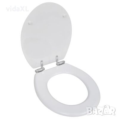 vidaXL Тоалетна седалка МДФ капак с плавно затваряне изчистена бялаSKU:140798