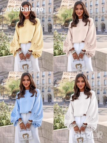 Дамска блуза с буфан ръкав Lisonn, 4цвята 