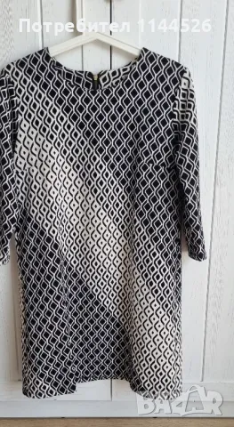 Къса черно-бяла рокля, свободен модел, ZeeLane, S, снимка 2 - Рокли - 50055685