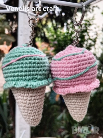 Плетен ключодържател поничка , сладолед , снимка 4 - Други - 51642145
