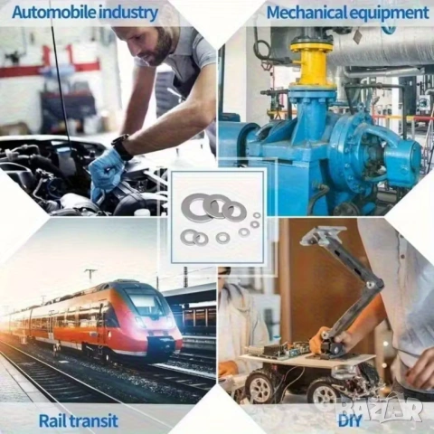 180 бр. комплект неръждаеми шайби, полирана повърхност, размери M2-M10, снимка 10 - Друга електроника - 53099558