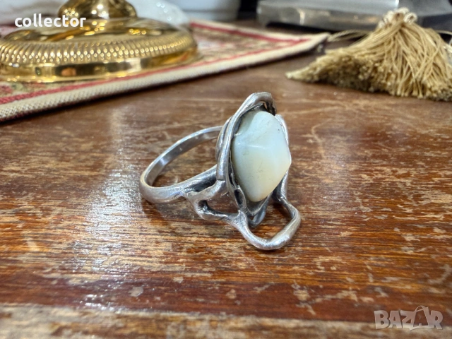 Сребърен пръстен с естествен камък. №8010, снимка 4 - Пръстени - 53947503