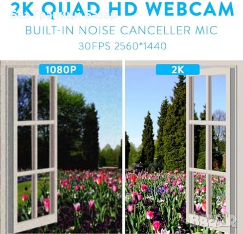Нова 2K QHD Уеб камера с микрофон автофокус капак за поверителност за Zoom Skype, снимка 4 - Друга електроника - 54257516