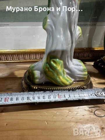 УНИКАЛЕН ЧИФТ ПАПАГАЛИ СВЕЩНИЦИ – 4.5 кг, 42 см, Порцелан и Бронз, снимка 5 - Антикварни и старинни предмети - 53497219