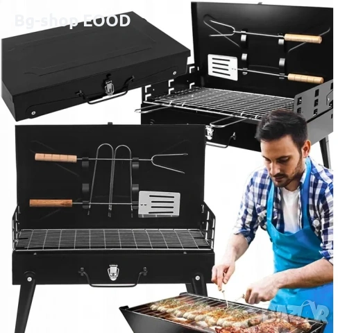 Преносима сгъваема градинска скара , 44x27x47 см, за къмпинг, снимка 4 - Барбекюта - 53812159