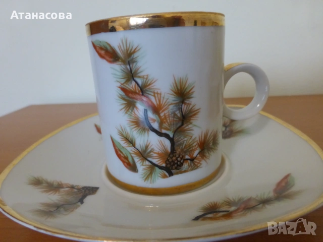 Чаши за кафе български прозрачен порцелан сервиз, снимка 4 - Чаши - 53223214