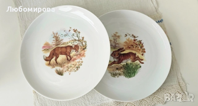 Две чинии с ловни мотиви