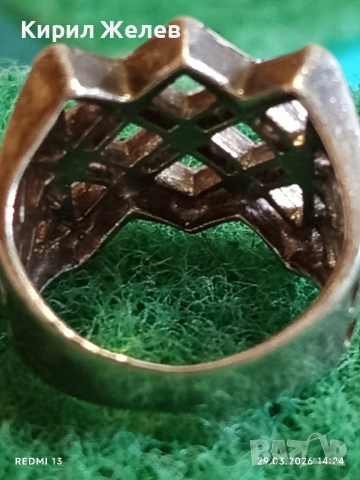 Шармантен Арт Деко сребърен пръстен с РОЗОВ КВАРЦ и БРИЛЯНТ 54212, снимка 6 - Пръстени - 54014552