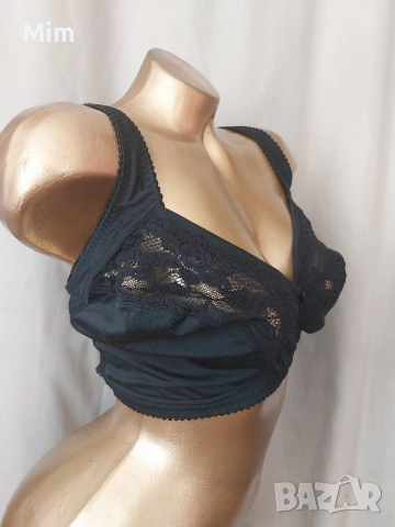 STINNA 100 E Черен дантелен сутиен за едра дама без банели , снимка 2 - Бельо - 51662476