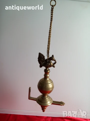 Рядка Голяма Стара Бронзова МАСЛЕНА Лампа, снимка 2 - Антикварни и старинни предмети - 51211604