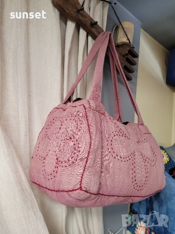 красива бохо чанта  с бродерии в бордо цвят, снимка 11 - Чанти - 45714742