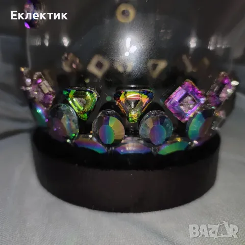 Стъклен свещник с мозайка от галванизирани мъниста, снимка 15 - Други - 49779548