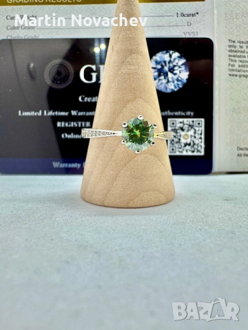 Сребърен пръстен с мойсанит (Диамант) 1 карат, снимка 3 - Пръстени - 53508195