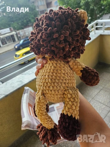Ръчно направено(плетено)меко лъвче , снимка 4 - Плюшени играчки - 51308208