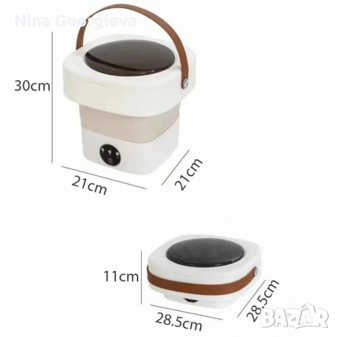 Мини сгъваема пералня с центрофуга – Компактна, мощна и идеална за всеки дом или пътуване - 12 литра, снимка 6 - Перални - 54082771