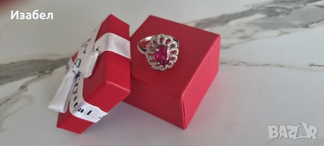 Пръстен с рубин и диаманти, снимка 6 - Пръстени - 53593035