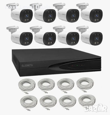 🔒 Система за видеонаблюдение 4K Ultra HD – 8 камери + 8-канален NVR с PoE и двупосочно аудио