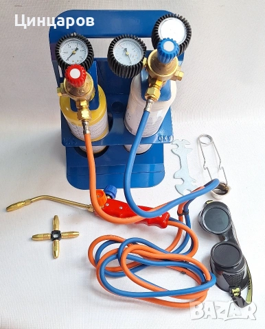 Оксижен горелка мап газ-кислород 3100°C, регулатори с часовници, аксесоари. Произход Италия 