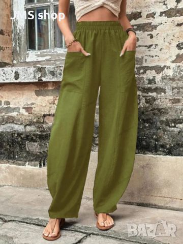 Дамски улични ежедневни едноцветни панталони с цял джоб и пачуърк, 11цвята , снимка 6 - Панталони - 45716612