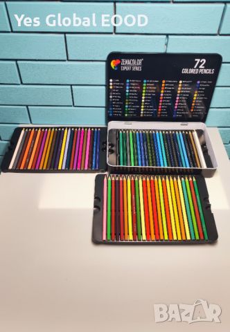 72 Моливи за оцветяване в метална кутия, снимка 2 - Други - 46455404