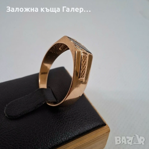 Мъжки златен пръстен с фианити, 4,20г – мощен и стилен, снимка 5 - Пръстени - 54216591