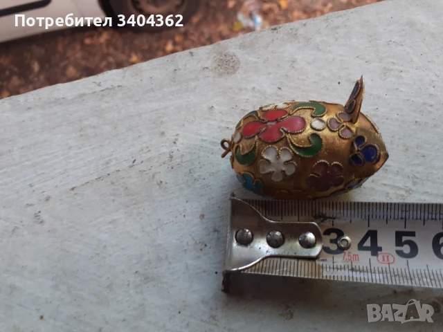 Прасенце миниатюра клоазоне бронз клетъчен емайл, снимка 5 - Антикварни и старинни предмети - 51043847