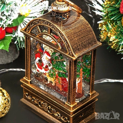 Коледен фенер с музика и снежен ефект – празнична лампа с LED светлина, снимка 3 - Декорация за дома - 52818992