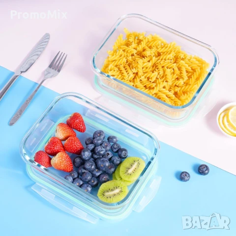 Комплект от 3 броя стъклени кутии с капак Kitchen Club clasdosen set Стъклени контейнери, снимка 5 - Кутии за съхранение - 50614852