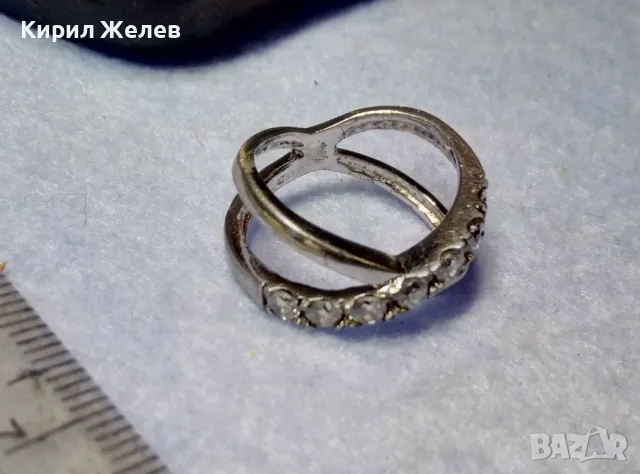 ФЕШЪН АРТ СКЪПОЦЕНЕН СРЕБЪРЕН ПРЪСТЕН РОДИЛАНО СРЕБРО 925 с ФАСЕТИРАНИ БЛЕСТЯЩИ ЦИРКОНИ 47578