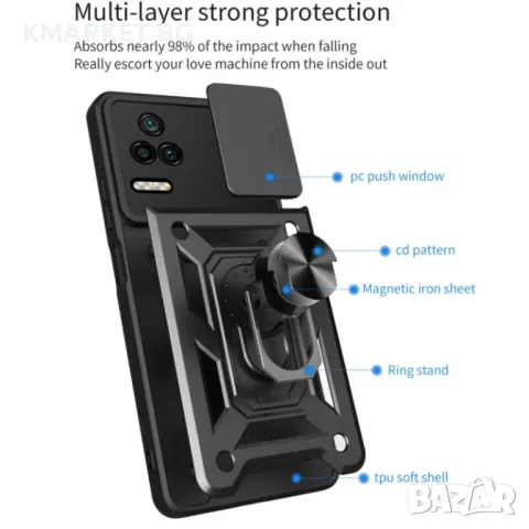 Xiaomi Poco F4/Redmi K40S Удароустойчив Ring Holder Калъф и Протектор, снимка 8 - Калъфи, кейсове - 48784664