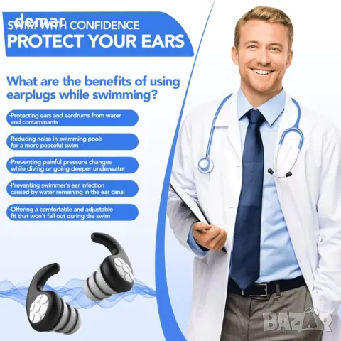 Водоустойчиви тапи за плуване - 3 чифта меки силиконови тапи, снимка 5 - Водни спортове - 49812249