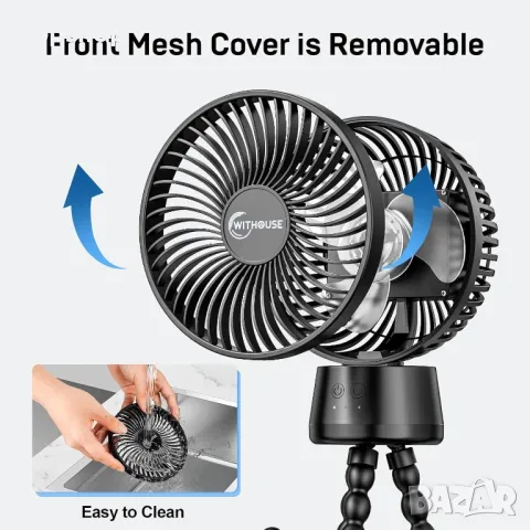 Преносим персонален USB мини вентилатор с акумулаторна батерия с LED светлини Power Bank, снимка 3 - Вентилатори - 50314627