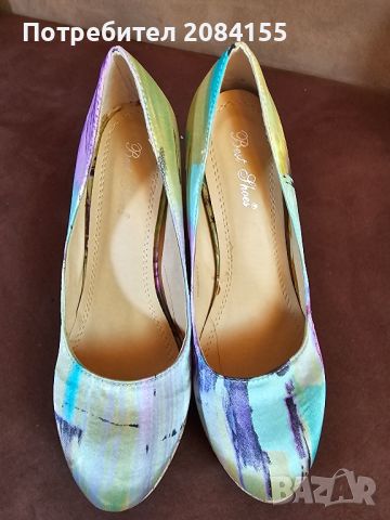 Обувки на платформа-висока,от плат,свежи летни цветове,ново,номер 37, снимка 5 - Дамски обувки на ток - 45595695