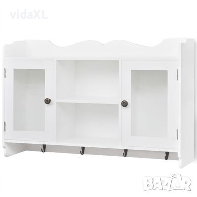 Бяла МДФ стенна полица/шкаф за съхранение на книги/DVD/очила(SKU:242435, снимка 1 - Шкафове - 45875980