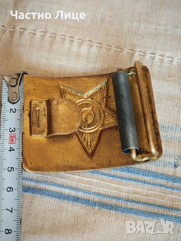 Супер Рядка Офицерска Българска Военна Ранен Соц Бронзова Тока 1950те г, снимка 4 - Антикварни и старинни предмети - 51732384