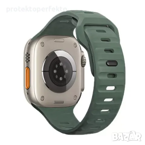 Силиконова каишка Apple Watch ULTRA 2 – 49mm масленозелена, снимка 2 - Каишки за часовници - 48294376