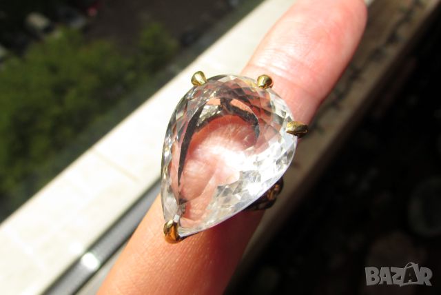 925 сребърен пръстен с планински кристал 34 карата.