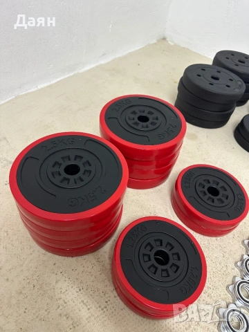 Сет от два дъмбела + дискове обща маса 30кг , снимка 2 - Фитнес уреди - 53132590