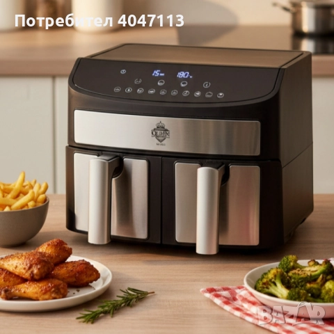 Двоен Air Fryer Queen KK-A02 - 7L, 2400W за здравословно и бързо готвене, снимка 6 - Съдове за готвене - 51912404
