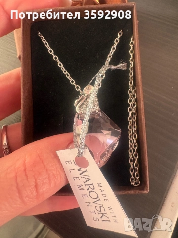 Колие лебед сваровски елементи, снимка 2 - Колиета, медальони, синджири - 52215252