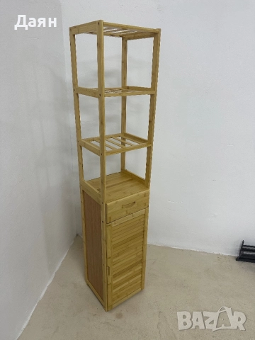 Висок бамбуков шкаф за баня Kleankin, снимка 8 - Шкафове - 52635600