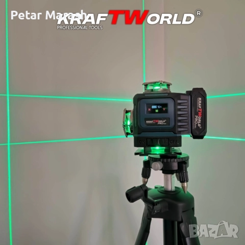 Лазерен нивелир Kraftworld PRO 4×360° с тъчскрийн дисплей, дистанционно и пълен комплект в куфар, снимка 6 - Измервателни инструменти - 52222539