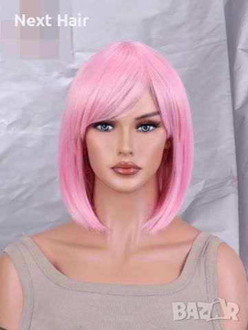 Аниме розова перука каре на черта с бретон