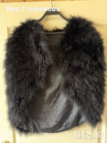 Естествен косъм черна наметка болеро за повод парти коктейл официална one size размер , снимка 2 - Сака - 52794975