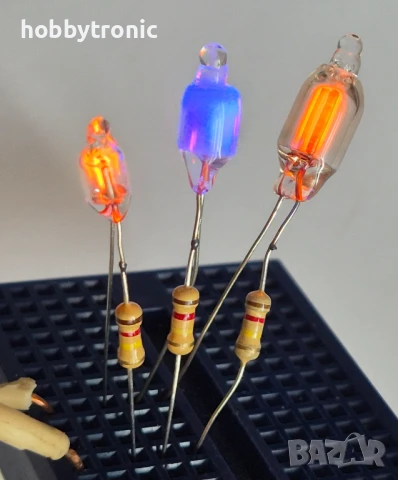 Глимлампи - оранжеви и сини, с гасящ резистор 
