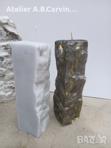 Ръчно изработена свещ с уникална скална текстура и златни детайли. Модерен акцент за вашия дом, снимка 11 - Декорация за дома - 53538384